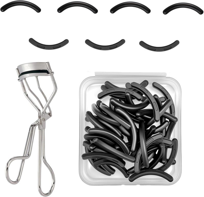Cioohan Compatible with Tweezerman Eyelash Curler Refills,28 Pack Silicone Eye Lash Curlers Refill Pads Compatible with Tweezerman Eyelash Curler,Black. - Image 1